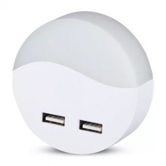 LAMPA VEGHE ROTUNDA CU SENZOR LUMINA 3000K ALB CALD + 2USB foto