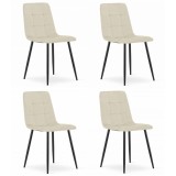 Set 4 scaune bucatarie/living, Artool, Kara, catifea, metal, bej si negru, 44.5x50.5x87 cm