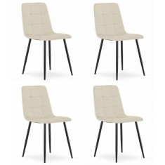 Set 4 scaune bucatarie/living, Artool, Kara, catifea, metal, bej si negru, 44.5x50.5x87 cm