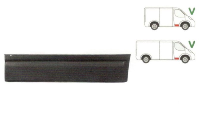 Panou reparatie usa fata VW TRANSPORTER (T4)/CARAVELLE/MULTIVAN, 07.1990-03.2003, partea dreapta, inferior; pana la prima linie a caroseriei; inaltim
