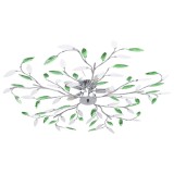 Cumpara ieftin Lustra cu brate tip frunze cristal acrilic verde 5 becuri E14