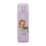 Cumpara ieftin Sticla de baut cu pai din silicon pentru copii, din otel inoxidabil, 350ml, violet, Reer 90104 Children SafetyCare