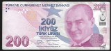 TURCIA 200 LIRE 2017 ( 2009 ) prefix C [1] P- 227c , Guvernator : Murat Cetinkaya , Viceguvernator : Erkan Kilimci