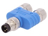 Adaptor &icirc;n T M8 Tată-Mamă x2 IP67 Polarizare A, TE Connectivity