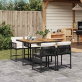 vidaXL Set mobilier de grădină cu perne, 5 piese, negru, poliratan 3211443
