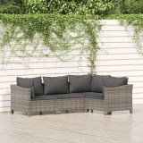Set Mobilier Gradina vidaXL, 4 Piese, Poliratan Gri, cu Perne Incluse, Design Modular, Confortabil si Durabil