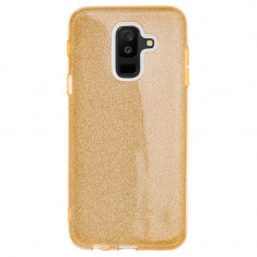 Husa Silicon Samsung Galaxy A6 Plus 2018 Glitter Aurie foto