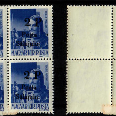 Ardealul de Nord 1945 Posta Salajului reprint 2P / 3f bloc de 4 rarisim MNH