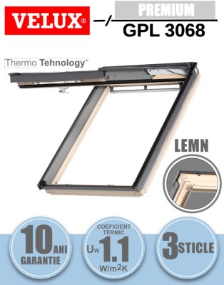Fereastra mansarda VELUX GPL 3068, dubla deschidere, lemn de pin, 3 sticle foto