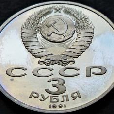 Moneda comemorativa PROOF 3 RUBLE - URSS / RUSIA, anul 1991 * cod 3627 - MOSCOVA