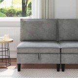 vidaXL Sofa cu Depozitare Gri deschis Catifea 42027105