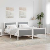vidaXL Cadru de pat cu headboard Gri deschis 200 x 200 cm țesătură 3394247