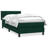 Cumpara ieftin Pat box spring cu saltea, verde inchis, 80x220 cm, catifea