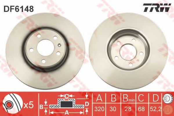 Disc frana AUDI A4 Avant (8K5, B8) (2007 - 2015) TRW DF6148