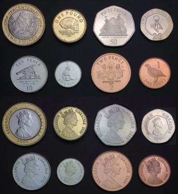 GIBRALTAR █ SET COMPLET MONEDE █ 1+2+5+10+20+50 Pence 1+2 Pounds █ 2004-2010 UNC foto