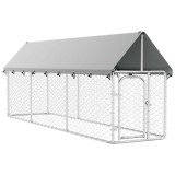 Cumpara ieftin Padoc pentru caini de exterior, cu acoperis, 400x100x150 cm