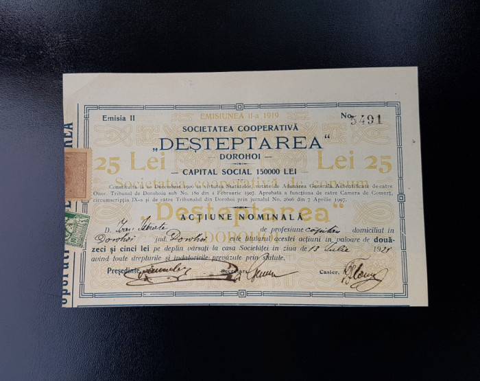 Actiune 1921 Desteptarea Dorohoi / Botosani / titlu / actiuni