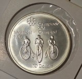 Canada 10 Dollars Argint Montreal 1976, KM#95, 48.6 gr, 0,925 puritate