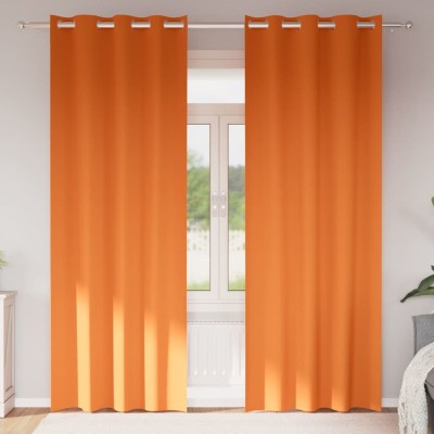 Perdele 2 pcs Portocaliu intens 260 x 140 cm Poliester foto