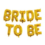 Set baloane din folie metalizata, flippy, model bride to be, litere de 40 cm, baloane party, ambalaj individual, pai inclus, umflare cu aer sau heliu,