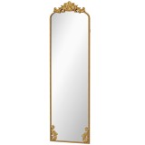 HOMCOM Oglindă de Podea Stil Baroc, 50x160 cm Oglindă de Perete și Autoportantă cu Ramă Metalică, pentru Dormitor, Living și Hol, Auriu | Aosom Romani