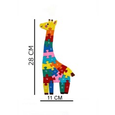 Puzzle 11X28CM Incastru din Lemn cu Cifre Colorate Girafa 20 Piese 3 ani+ foto