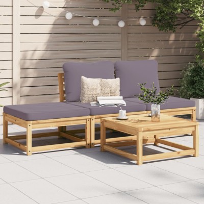 vidaXL Set mobilier de grădină cu perne, 4 piese, lemn masiv de acacia 3214326 foto