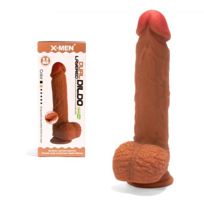 Dildo Silicon Dual Layered Dildo Brown 22cm foto