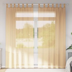 vidaXL Perdele Voile cu buzunare pentru bare 2 buc Nisip