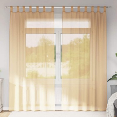 vidaXL Perdele Voile cu buzunare pentru bare 2 buc Nisip foto