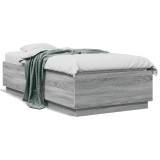 Gossi cadru de pat cu led, gri sonoma, 90x190 cm, lemn prelucrat