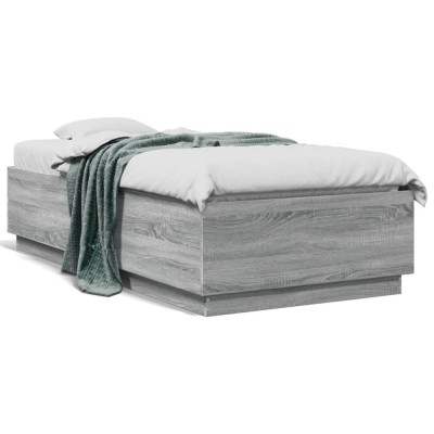 Gossi cadru de pat cu led, gri sonoma, 90x190 cm, lemn prelucrat foto