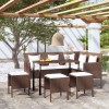 Set Canapele Gradina Forma L 5 Piese vidaXL, Poliratan Maro, Perne Incluse - Canapea, Masa, Taburete, Exterior Relaxare