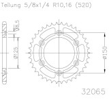 Pinion spate 52 dinti pas lant 520 - Husaberg FE - TE 250-300 - Husqvarna FC - TE - TC - KTM EXC - GS - MX - SX - XC-W 125-520