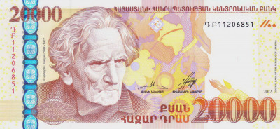 Bancnota Armenia 20.000 Dram 2012 - P58 UNC foto