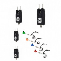 SET PROKARPFISHING CU 4 AVERTIZORI SP01 SI 4 SWINGERE CU LED 4 CULORI MK2