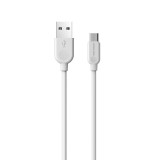 Cablu Date si Incarcare USB la MicroUSB Borofone BX14 LinkJet, 2 m, Alb