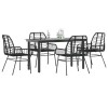 Gossi set de sufragerie de gradina 5 piese sticla neagra polirattan