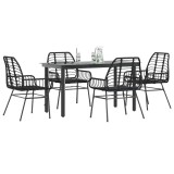 Gossi set de sufragerie de gradina 5 piese sticla neagra polirattan