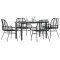 Gossi set de sufragerie de gradina 5 piese sticla neagra polirattan