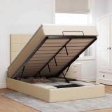 VidaXL Cadru de pat otoman cu saltea crem 120x200cm stofa 3313152