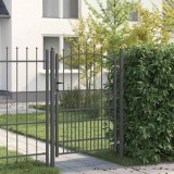vidaXL Poartă de gard cu țepi Gri 170 x 100 cm Oțel vopsit &icirc;n pulbere 42009020
