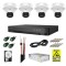Sistem supraveghere Hikvision cu detectie om/vehicul, 4 camere rotative, 3K 5MP, Microfon, Difuzor, DVR, Accesorii incluse SafetyGuard Surveillance