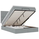 Cumpara ieftin Cadru de pat otoman cu saltea tesatura gri deschis 140x190cm