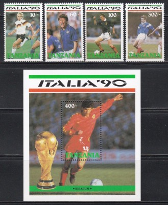 Tanzania 1990 - Cupa Mondială de fotbal - Italia, Serie + Colita, MNH foto