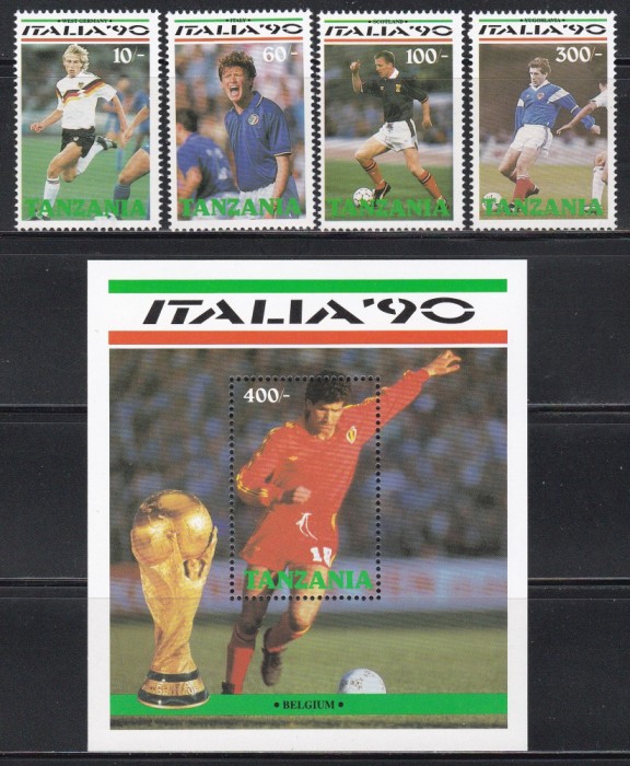 Tanzania 1990 - Cupa Mondială de fotbal - Italia, Serie + Colita, MNH