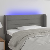 Cumpara ieftin Tăblie de pat cu LED, gri &icirc;nchis, 93x16x78/88 cm, textil