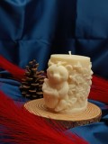 Lumanare Sculptata Urs pe Ambele Parti , Ceara Naturala Handmade, 220g, 7,5A 9 cm