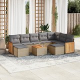 Gossi set canapele de gradina cu perne, 10 piese, bej, poliratan