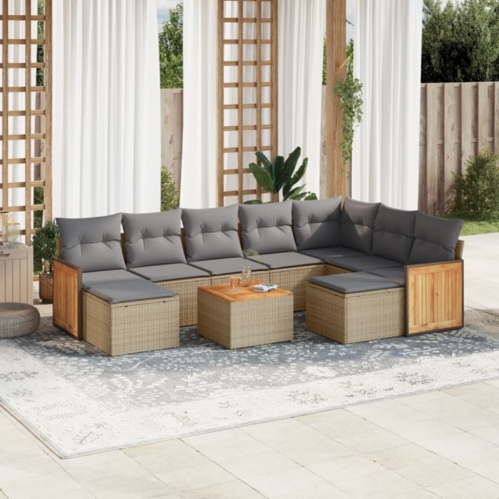 Gossi set canapele de gradina cu perne, 10 piese, bej, poliratan